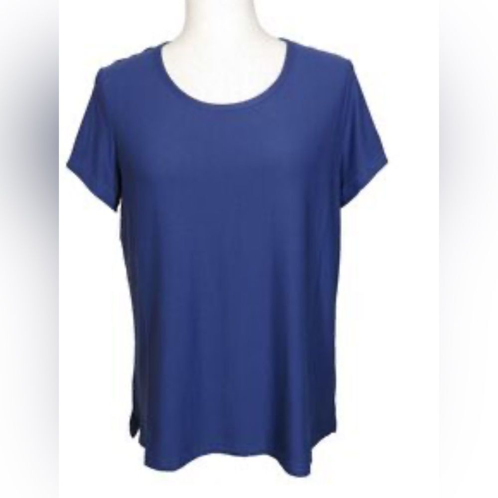 MUK LUKS Slub Knit Scoop Neck and V-Neck Tees Blue NWOT XS